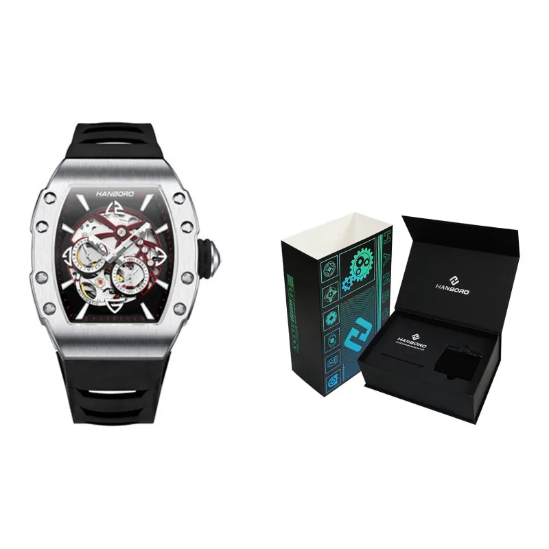 HANBORO Automatic Mechanical Movement Watch Men's Watches Cut-Out Dial HBR991-BH-1