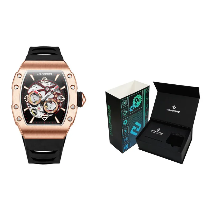 HANBORO Automatic Mechanical Movement Watch Men's Watches Cut-Out Dial HBR991-MH-1