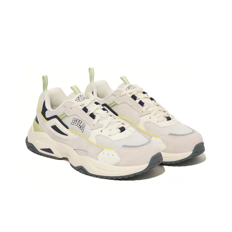 FILA Ray Play Anti Slip Wear Resistant Low Top Casual Shoes Unisex White Green Korean Style-1