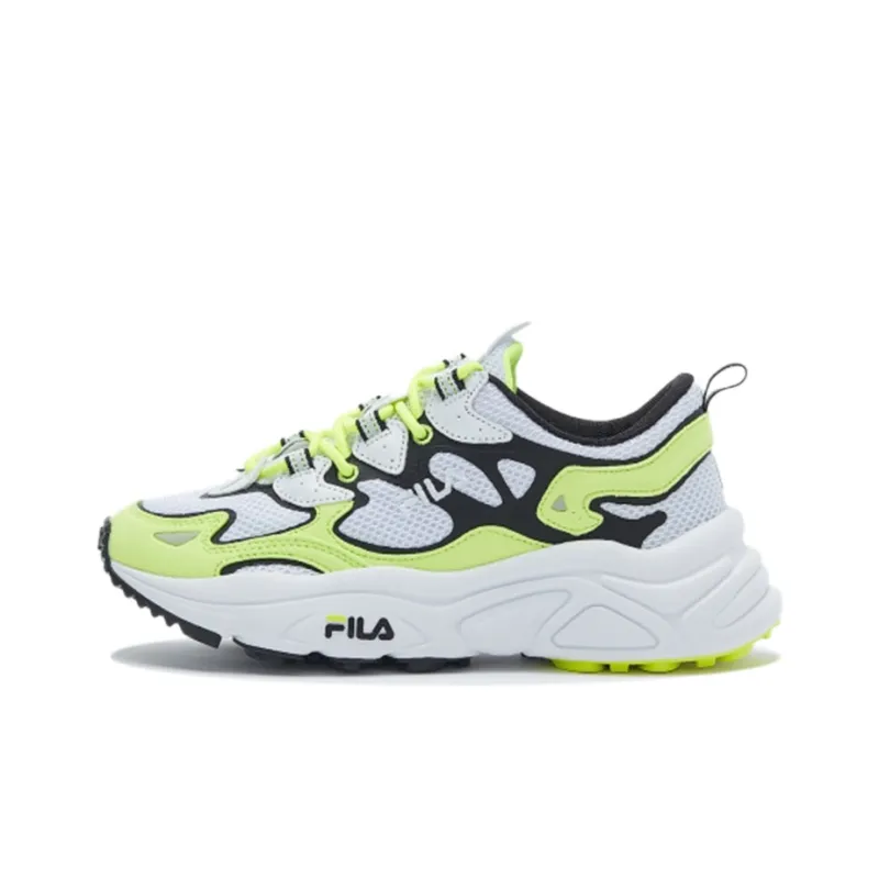 FILA Cushioning Anti Slip And Wear Resistant Low Top Chunky Sneakers Unisex White Yellow Black-0