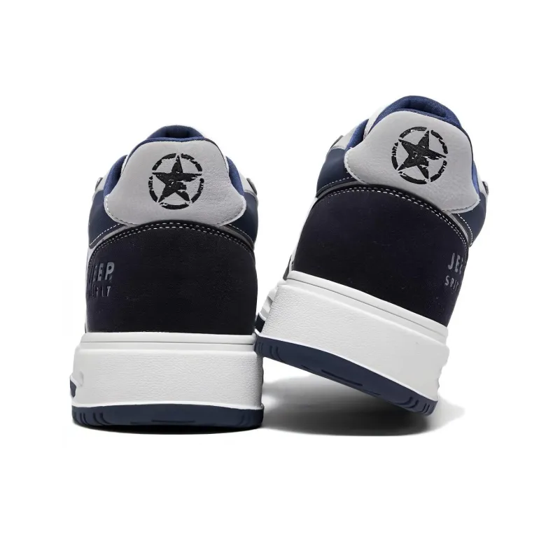 JEEP SPIRIT Skateboard Shoes Men Low Top Polar White Furious Sea Blue-4