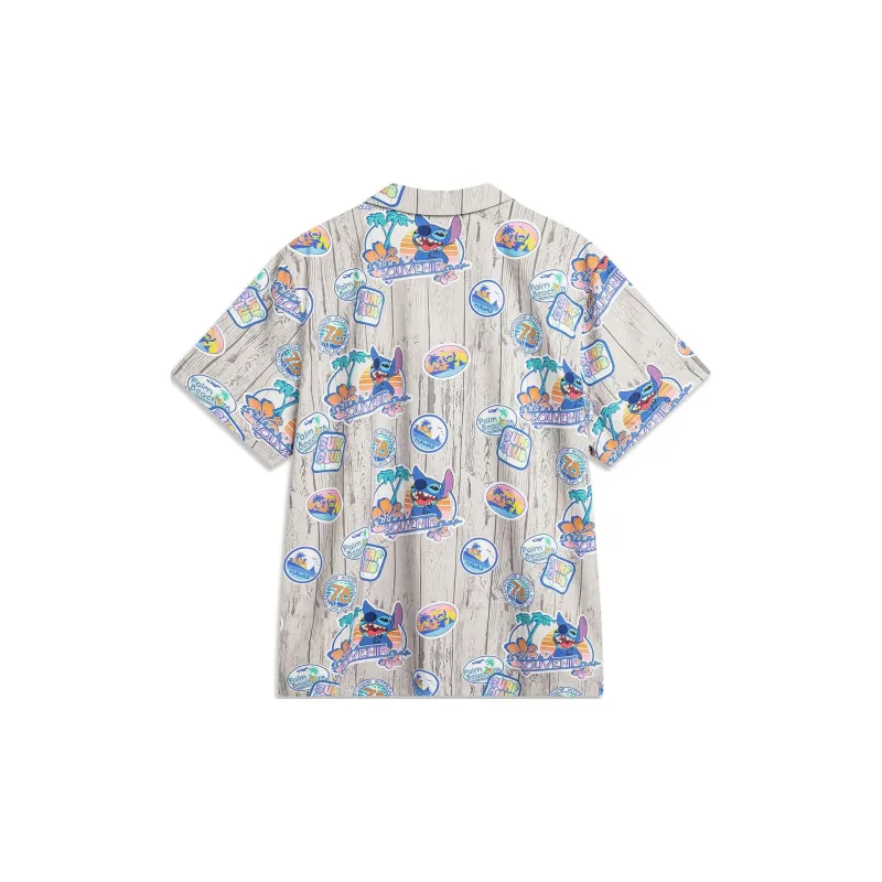 LiNing x DISHINISHIDIQI LIANMINGKUAN Disney Shirt Men's Wood Grain All Over Print-1