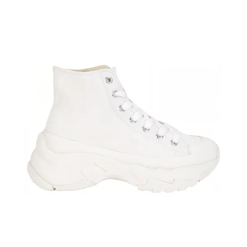 MLB Chunky Anti Slip And Wear Resistant Breathable High Top Canvas Shoes Unisex White-1
