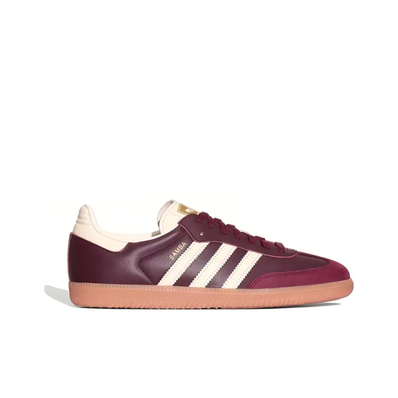 Adidas Originals Samba Og Maroon Gold Metallic Women's-1