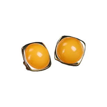 Reverevis Amber Beeswax Stud Earrings Women's