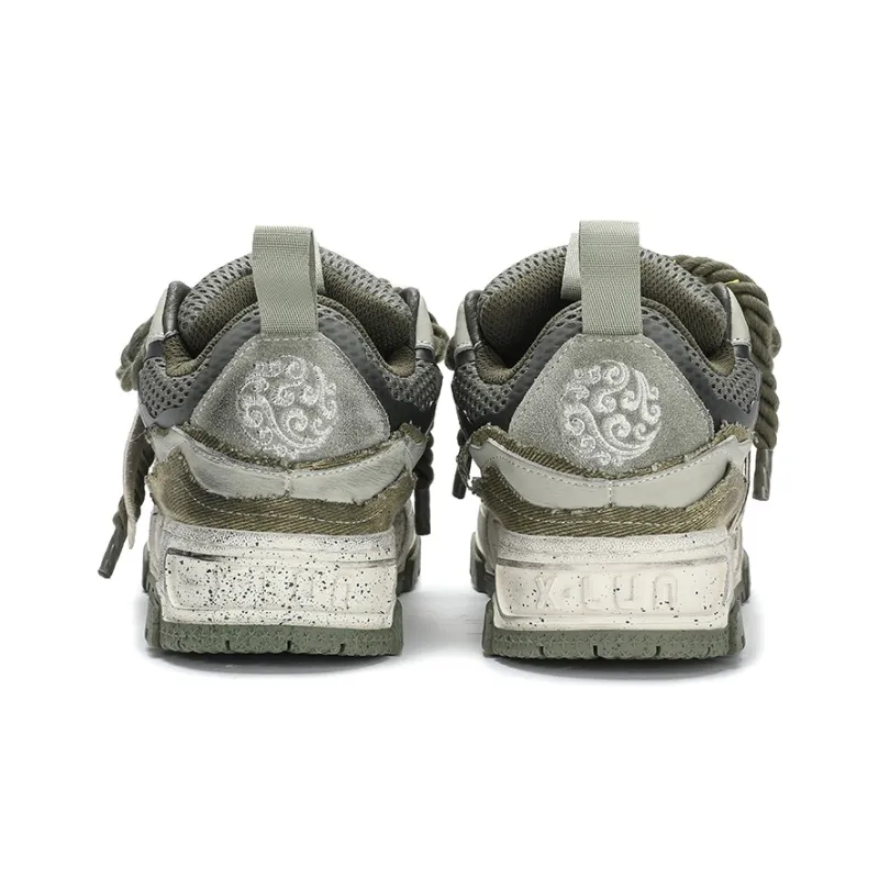 X·LUN Cushioned Wear Resistant Height Increasing Low Top Skateboard Shoes Unisex Green-4