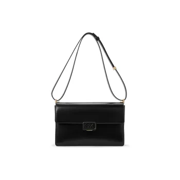 CHARLES&KEITH Cow Leather Crossbody Bag Medium Size Women's Black/Nude Flesh