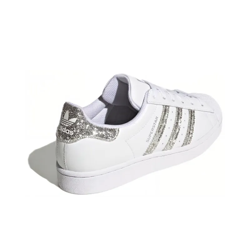 Adidas Superstar White Silver Glitter Women's-3
