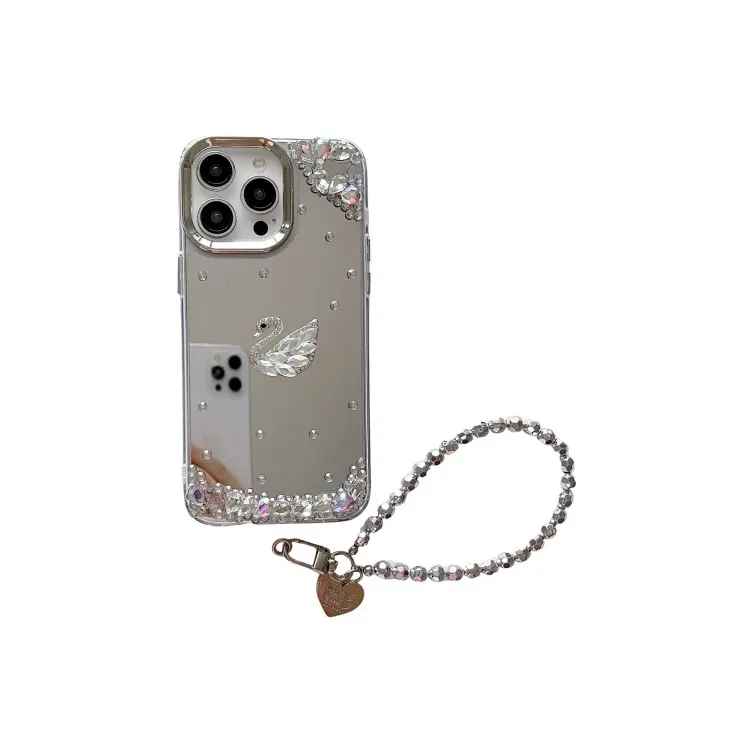 CORBELLATI ABS+PC Material Shiwalo Mirror Finish Swan Phone Cases Compatible With Apple IPhone 12/13/14/15/16/Pro/Mac-0