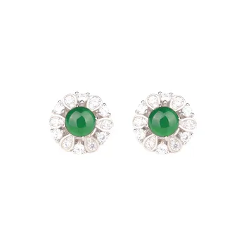 Clear Snow Ice Type Stud Earrings Women's