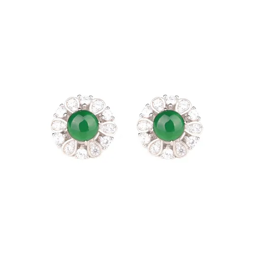 Clear snow Jadeite Stud Earrings Women's