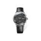 Silver Case Black Dial-Silver Hands Black Leather Strap