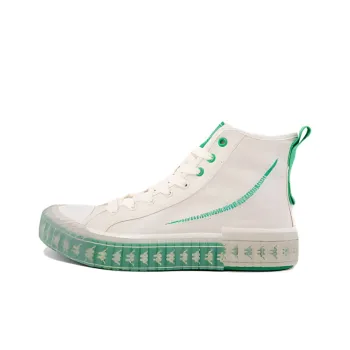 HAIZEIWANG x Kappa Anti Slip And Wear Resistant Lightweight Balance High Top Canvas Shoes Unisex White Green