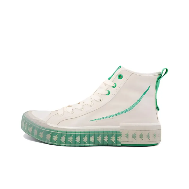HAIZEIWANG x Kappa Anti Slip And Wear Resistant Lightweight Balance High Top Canvas Shoes Unisex White Green-0