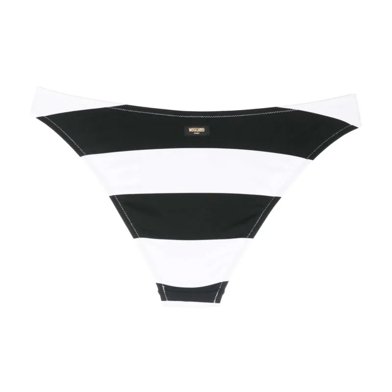 MOSCHINO Logo-patch Striped Bikini Bottoms-1