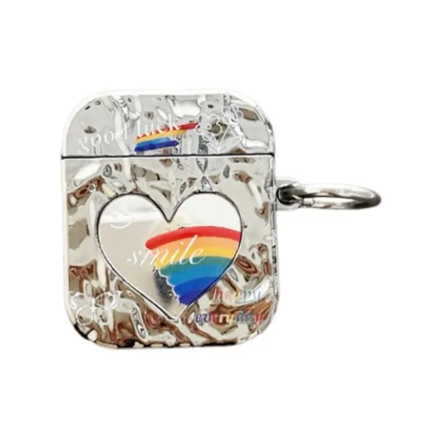 CORBELLATI Suitable For Apple Airpods 1/2/3/pro1/2 TPU Electroplated Heart Mirror Rainbow Smiley Face Headphone Cases-0