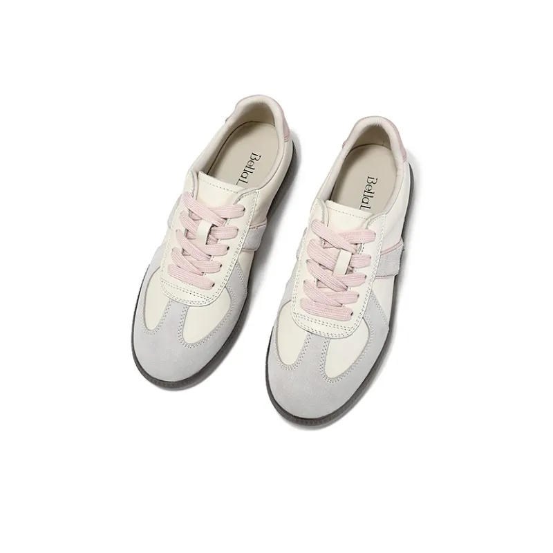 BELLALILY German Army Trainers Lightweight And Breathable Low Top Skateboard Shoes 2.5cm Women's Pink-5