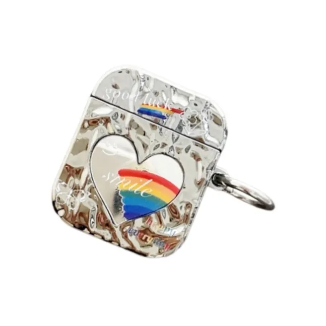 CORBELLATI Suitable For Apple Airpods 1/2/3/pro1/2 TPU Electroplated Heart Mirror Rainbow Smiley Face Headphone Cases-1