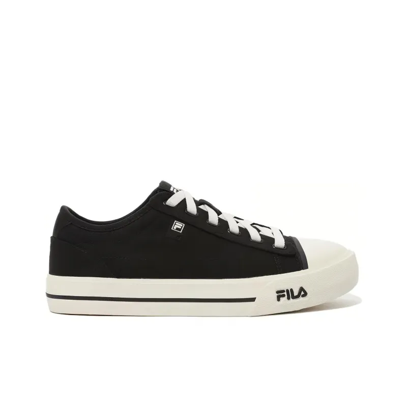 FILA Slip Resistant Abrasion Resistant Shock Absorbers Low Top Canvas Shoes Unisex Black White-1