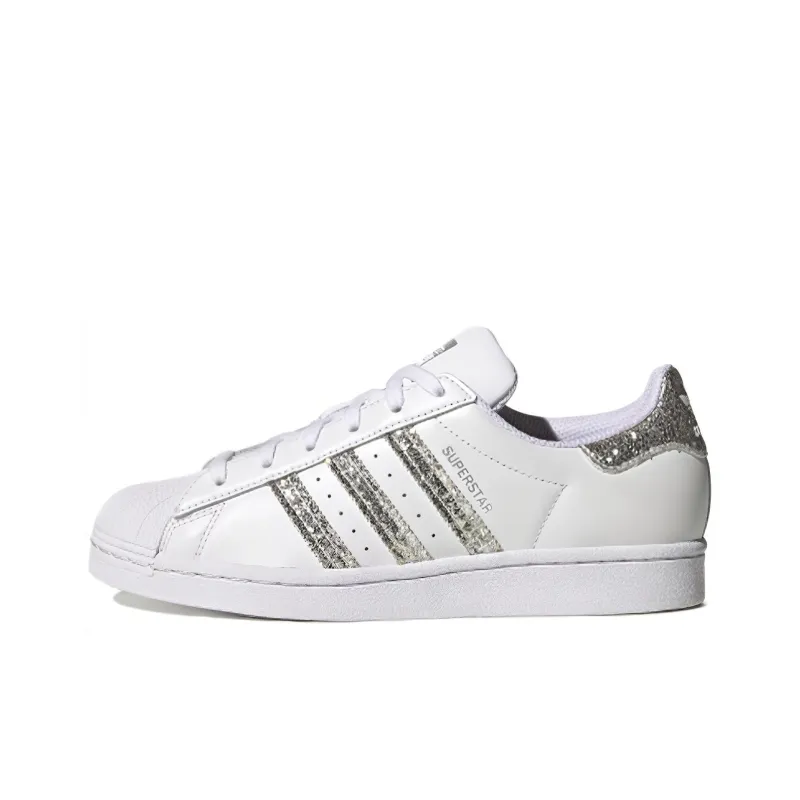 Adidas Superstar White Silver Glitter Women's-0