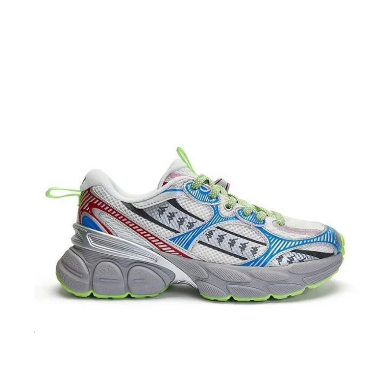 Kappa Wear Resistant Low Top Chunky Sneakers Unisex White Silver Blue-1