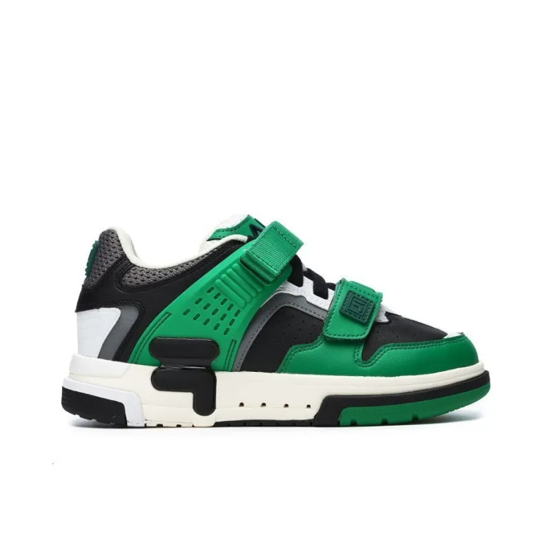 FILA DOPPIO Anti-Slip Wear-Resistant Low-Top Skateboard Shoes Women's Black Oil Green-1