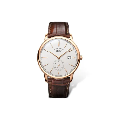 BORMAN Automatic Mechanical Movement Genuine Leather Strap Watch Men's Watches White Dial