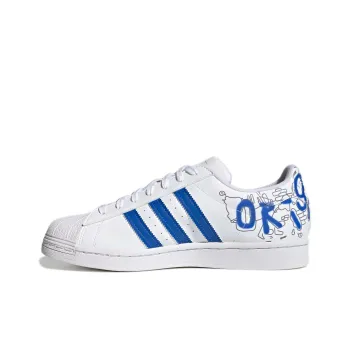Adidas Originals Superstar Cozy Wear Resistant Casual Skate Shoes White Blue Unisex 'White Blue'