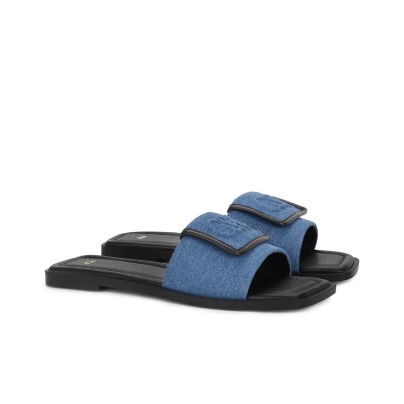 CHARLES&KEITH Small CK Slide Slippers 1.1cm Women's White/Blue-4