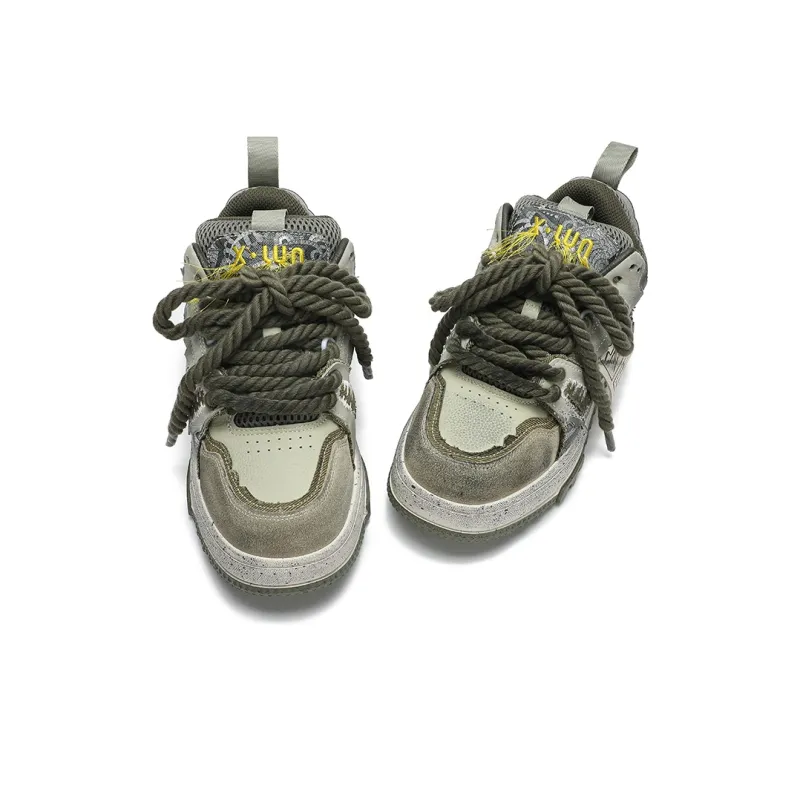X·LUN Cushioned Wear Resistant Height Increasing Low Top Skateboard Shoes Unisex Green-3
