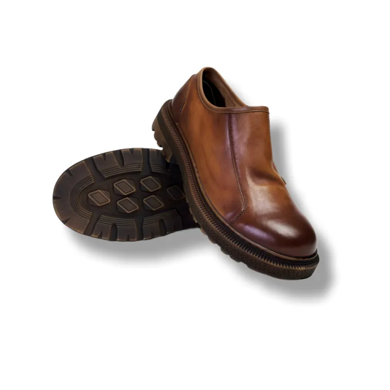 Brounvanm Men's Casual Shoes Men Low Top Red Coffee/Light Brown-7