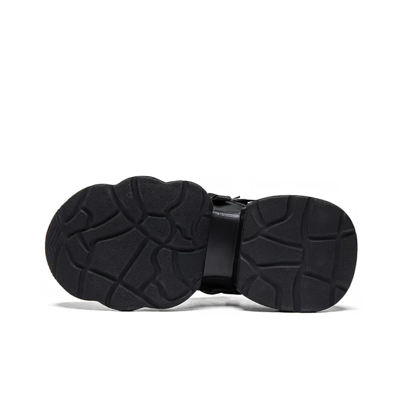 Kappa Anti Slip Wear Resistant Breathable Lightweight Low Top Chunky Sneakers Women's Black White-5