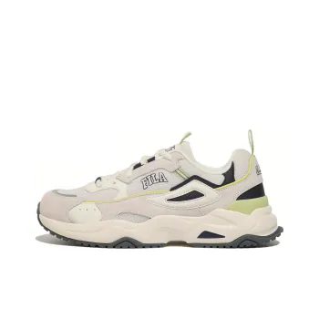 FILA Ray Play Anti Slip Wear Resistant Low Top Casual Shoes Unisex White Green Korean Style