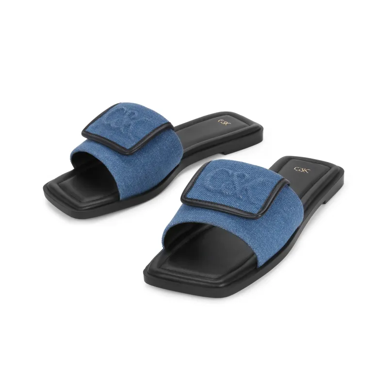 CHARLES&KEITH Small CK Slide Slippers 1.1cm Women's White/Blue-5