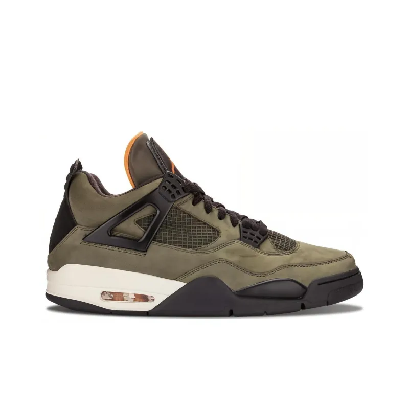 UNDEFEATED x Jordan Air Jordan 4 Retro UNDFTD Non-slip Lightweight Mid-Top Vintage Basketball Shoes Men's Army Green-1