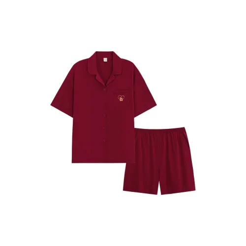 Sha Qian Pajama Set Summer Women's Red