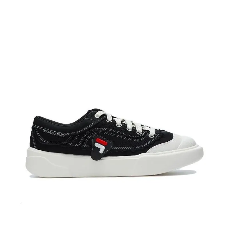 FILA FUSION CURVE Curve Anti Slip And Wear Resistant Lightweight Low Top Canvas Shoes Women's Black White-1