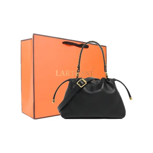 LARTIGENT Soft Leather Shoulder Bag Regular Women's Black Milk Tea Ecru Brown