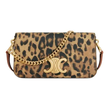 CELINE Canvas With Calfskin Canvas Bag Shoulder Bag Crossbody Bag Women's Leopard