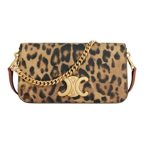 CELINE Canvas With Calfskin Canvas Bag Shoulder Bag Crossbody Bag Women's Leopard