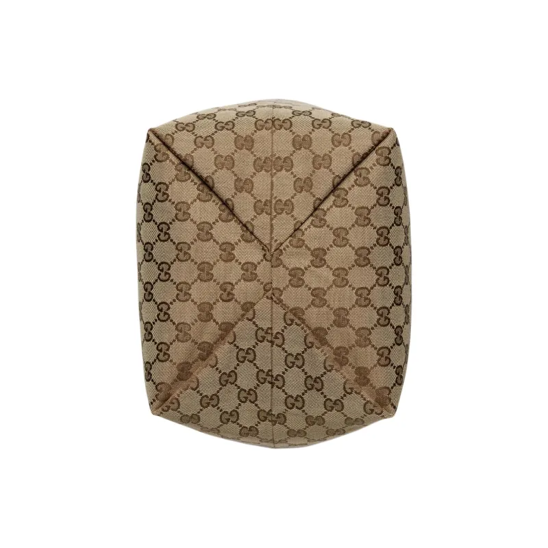 GUCCI Canvas With Leather Trim Canvas Bag, Tote Bag, Shopping Bag, Handbag Small Size Women's Beige & Ebony-4