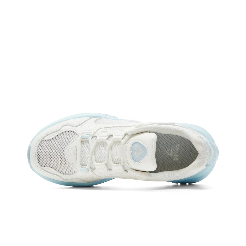 PEAK Cushioning Coverage Rebound Slip Resistant Low Top Casual Shoes Women's Super Light White Blue-3
