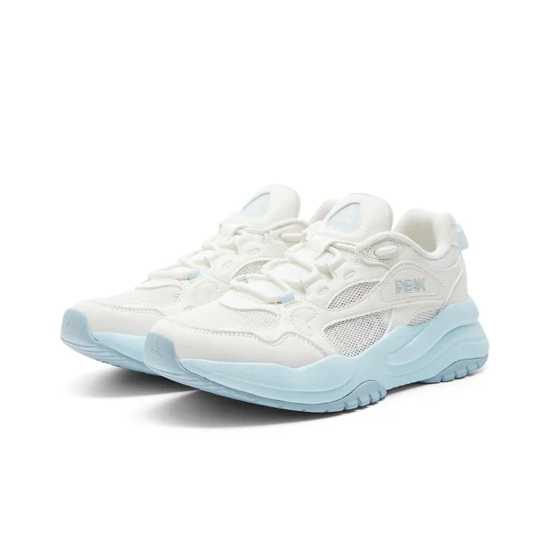 PEAK Cushioning Coverage Rebound Slip Resistant Low Top Casual Shoes Women's Super Light White Blue-2
