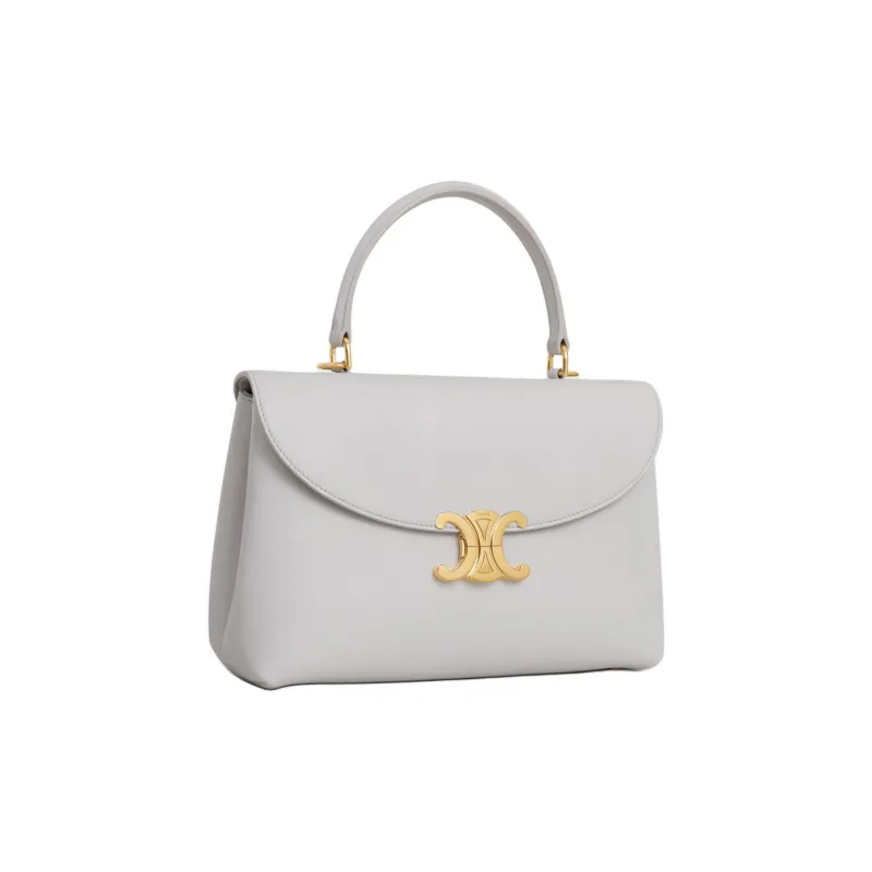 CELINE Soft Cow Leather Shoulder Bag Crossbody Bag Handbag Medium Size Women's Mist Gray-1