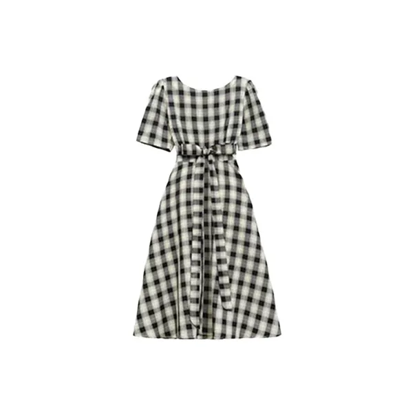 Mapping Short Sleeved Dresses Women's Plaid-1