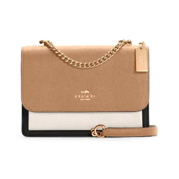 COACH Klare Cow Leather Crossbody Bag Small Size Women's Coffee & Black White