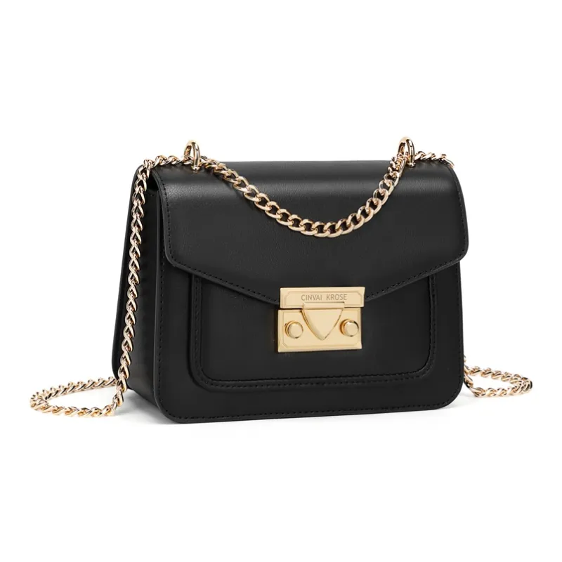 Simvay Clos Cow Leather Patchwork Synthetic Leather Small Square Bag Chain Shoulder Bag Women's-2