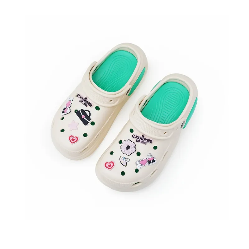 EXULL Q Clogs Women's Beige Green-3
