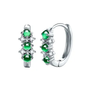 Cuiya Golden Building Ice Type Jadeite Stud Earrings Unisex