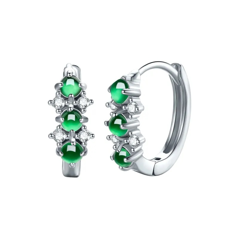 Cuiya Golden Building Ice Type Jadeite Stud Earrings Unisex-0